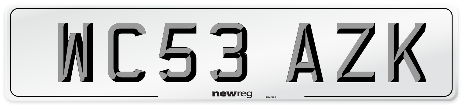 WC53 AZK Number Plate from New Reg